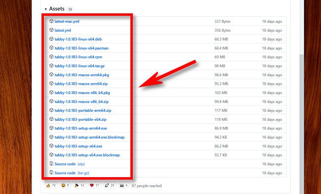 Выбор файла релиза для вашей платформы (пример)