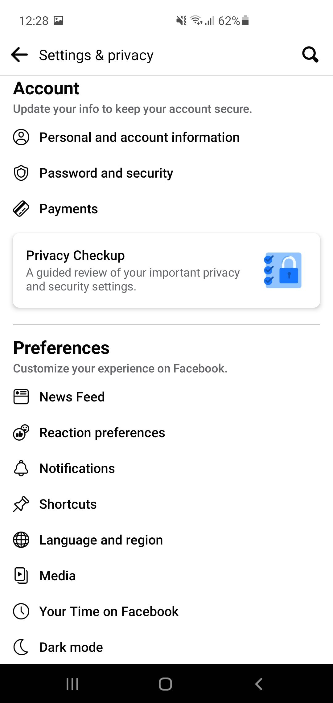 Раздел уведомлений в мобильном приложении Facebook