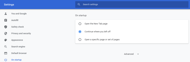 Настройки запуска Google Chrome