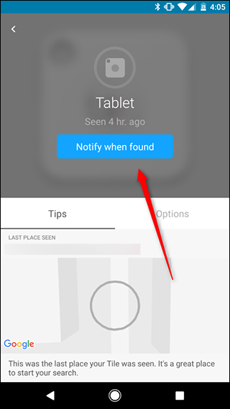 Карточка трекера с кнопкой Notify when found на синей кнопке