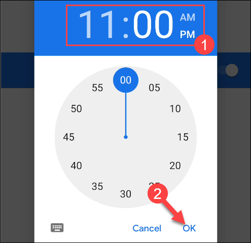 Выбор времени начала расписания