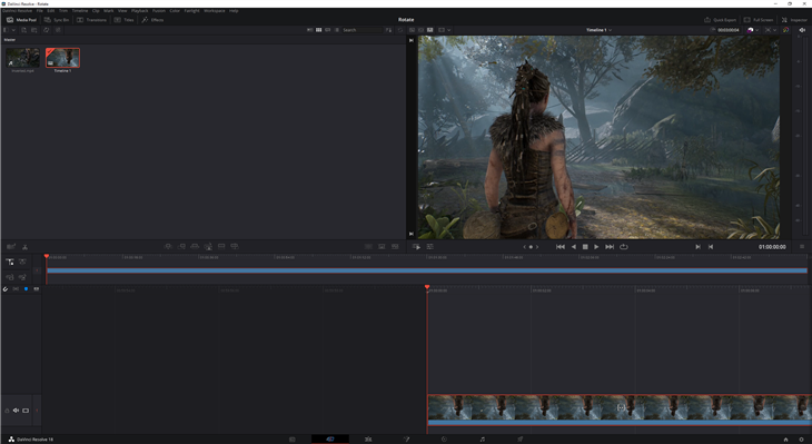Предпросмотр повернутого видео в DaVinci Resolve
