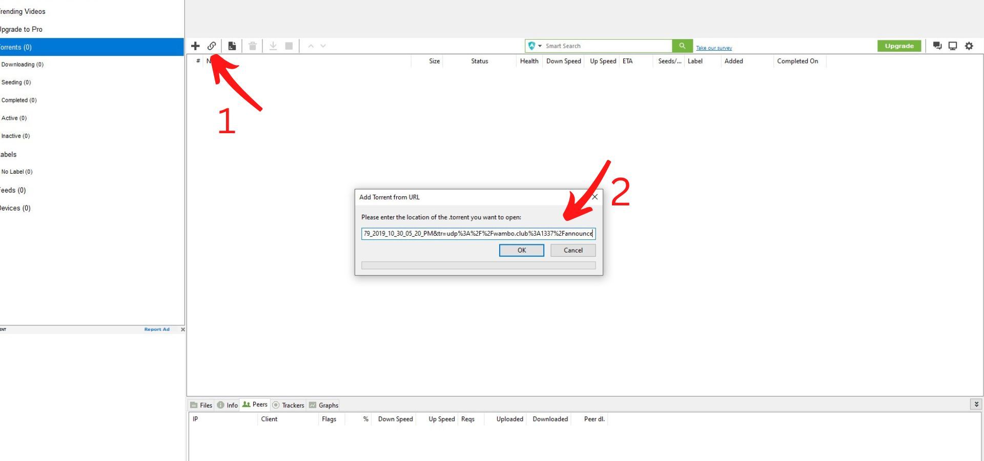 Вставка магнитной ссылки в µTorrent