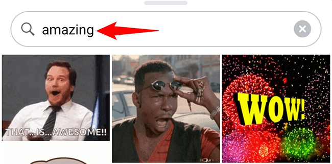 Выберите GIF из результатов поиска.