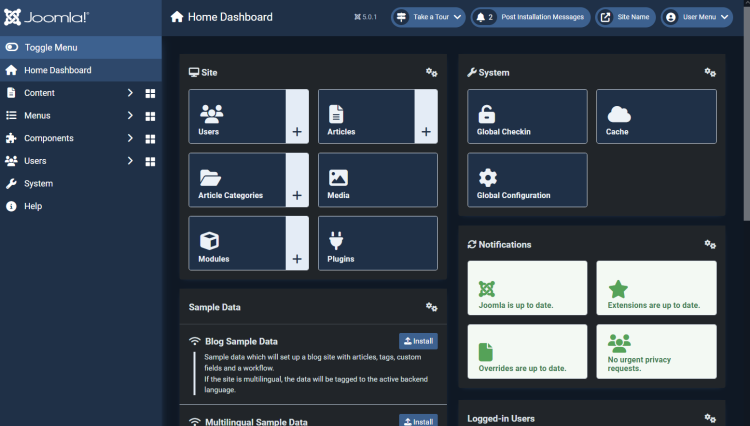 Панель администратора Joomla