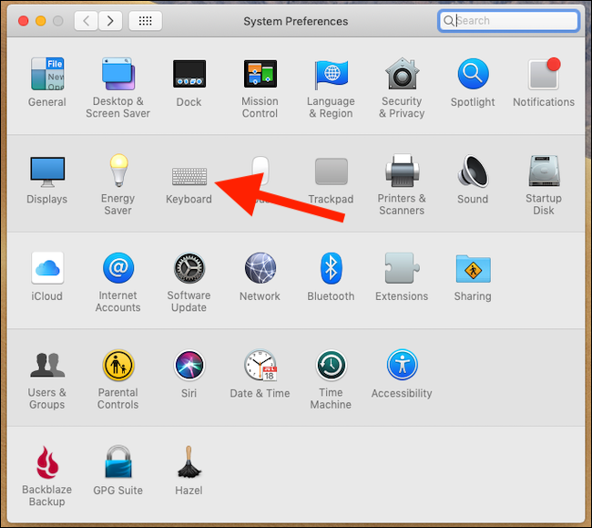 Откройте настройки Клавиатура