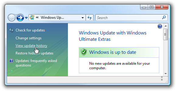 Просмотр истории обновлений Windows