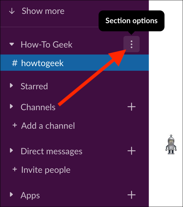 Нажмите три точки рядом с нужным разделом