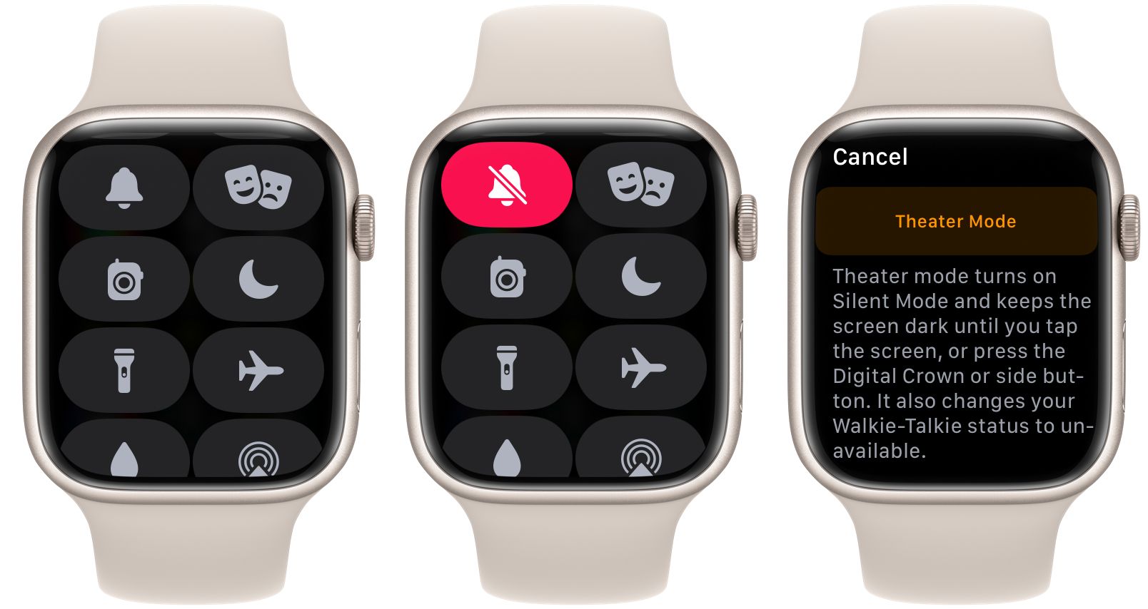 Тихий режим и режим театра на Apple Watch