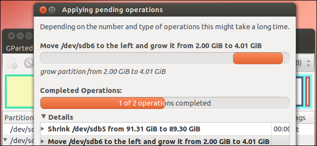 Изменение размера разделов Ubuntu с GParted