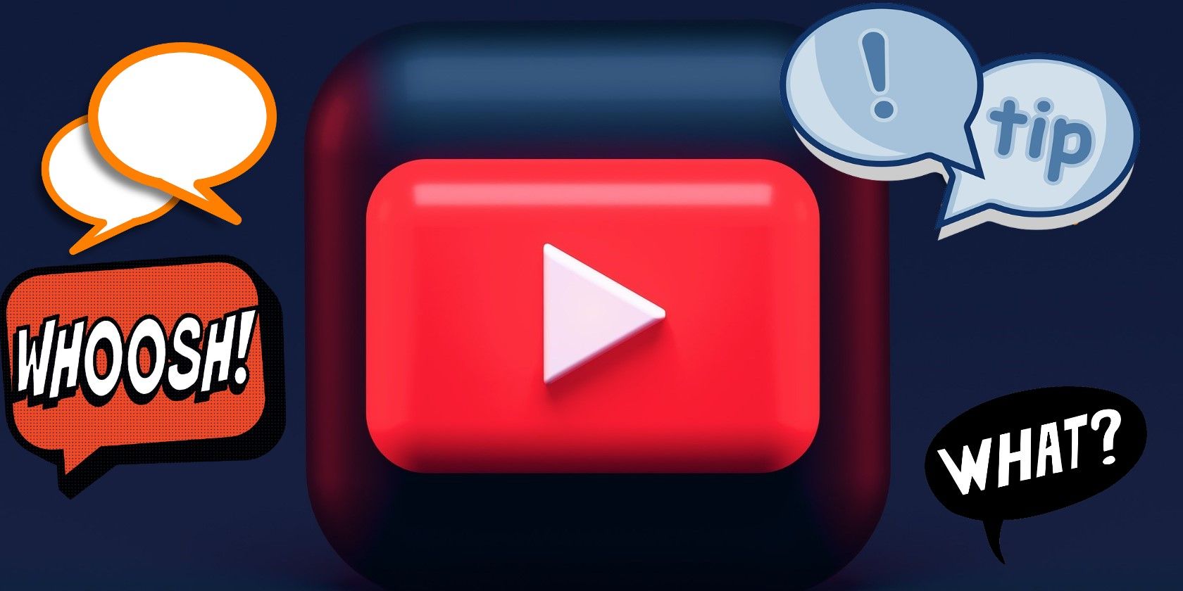 Логотип YouTube и облачки речи, символизирующие комментарии