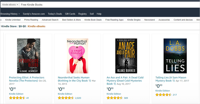 Amazon раздел бесплатных книг Kindle поиск и фильтры