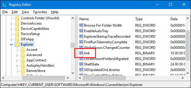 Создание или поиск двоичного значения link в реестре