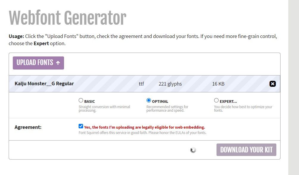 Скачанный шрифт перед конвертацией