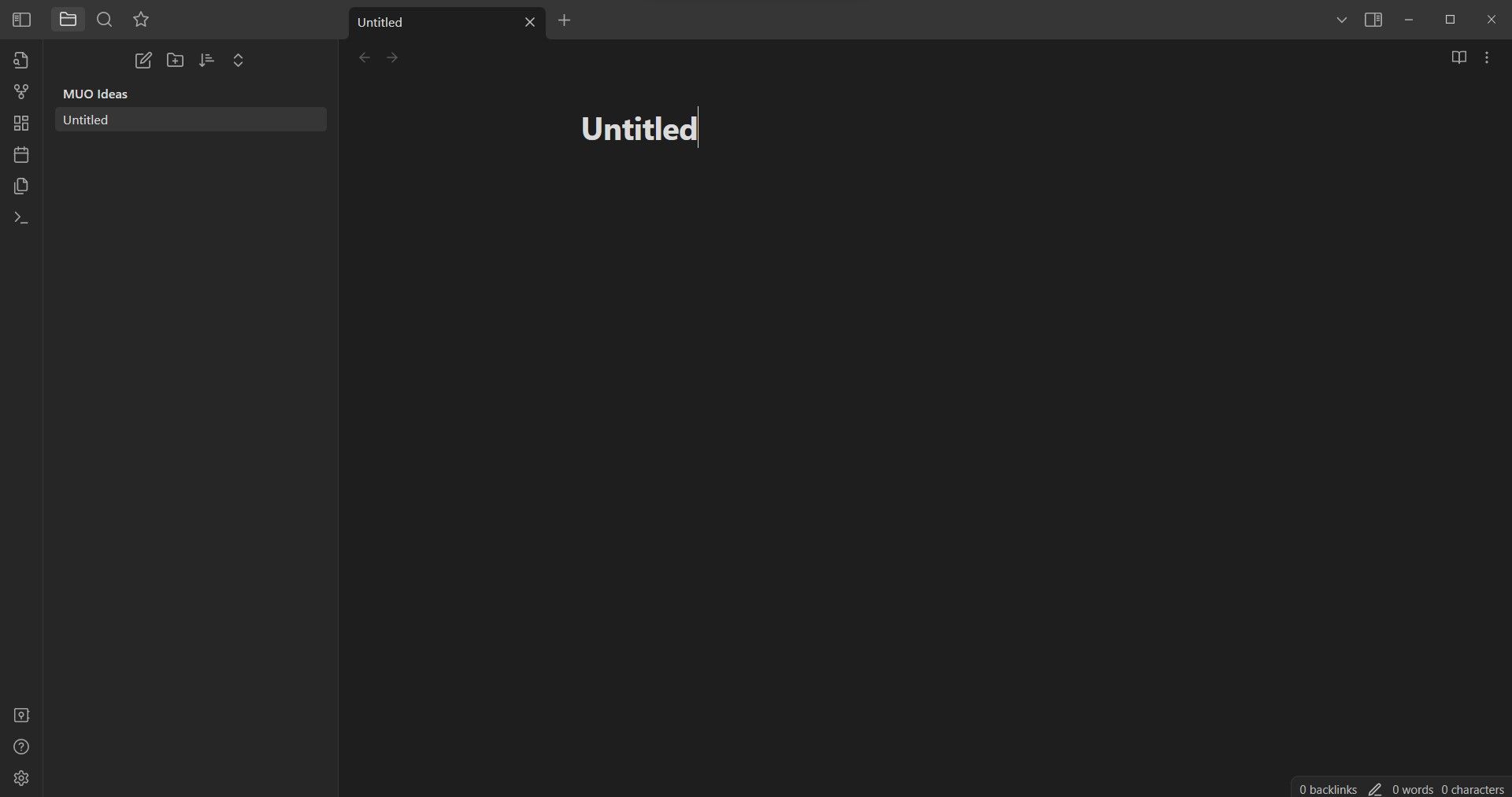 A new note in Obsidian