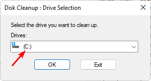 Окно очистки диска — выбор диска