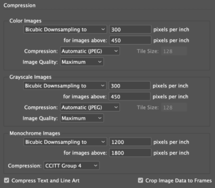 Опции сжатия.