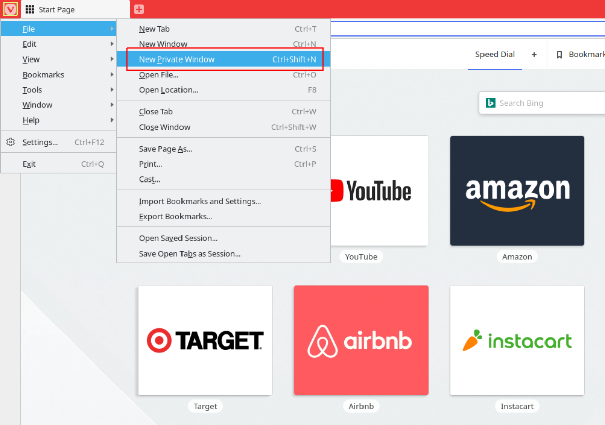 vivaldi incognito browsing