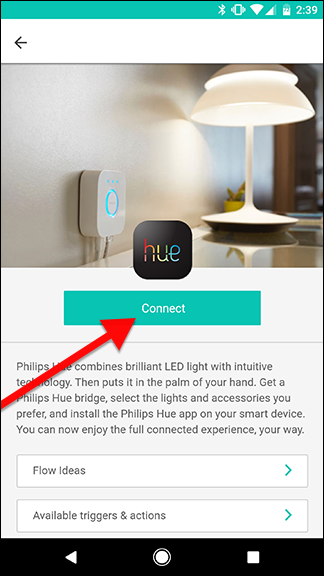 Экраны входа при подключении Things
