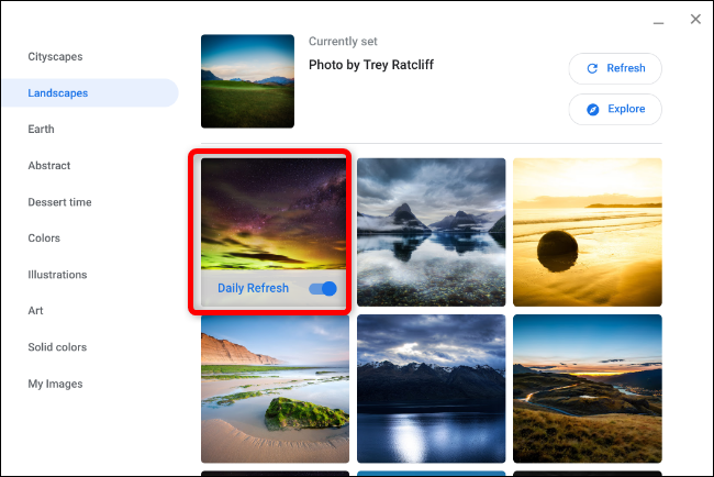 Выбор ежедневной смены обоев для обновления фона каждый день