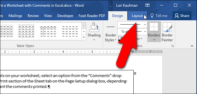 Вкладка Макет в инструментах таблицы