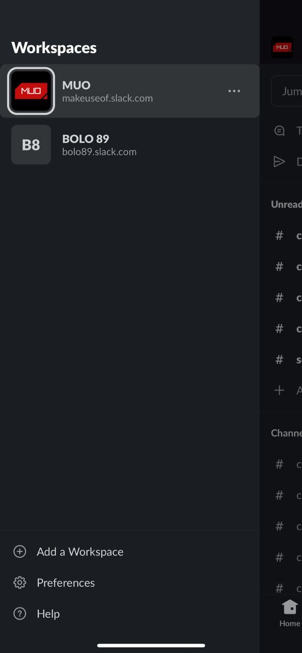Скриншот мобильного приложения Slack