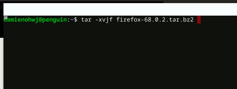 Извлечение архива Firefox в файловом менеджере Linux