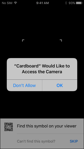 Запрос разрешения на доступ к камере в приложении Cardboard