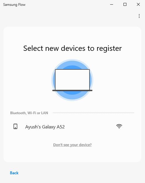 Экран спаривания Samsung Flow