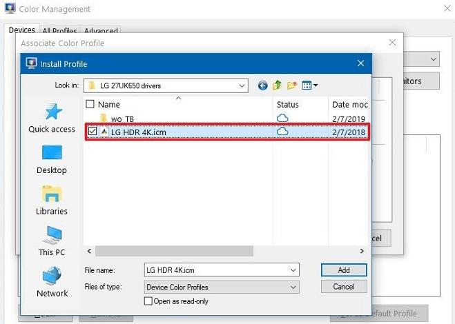Выбор и назначение ICC-профиля в Windows