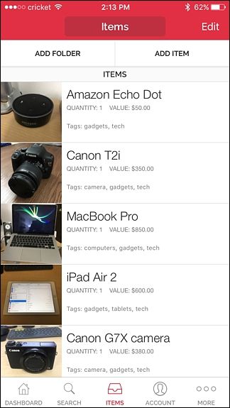 Экран приложения для инвентаризации на смартфоне