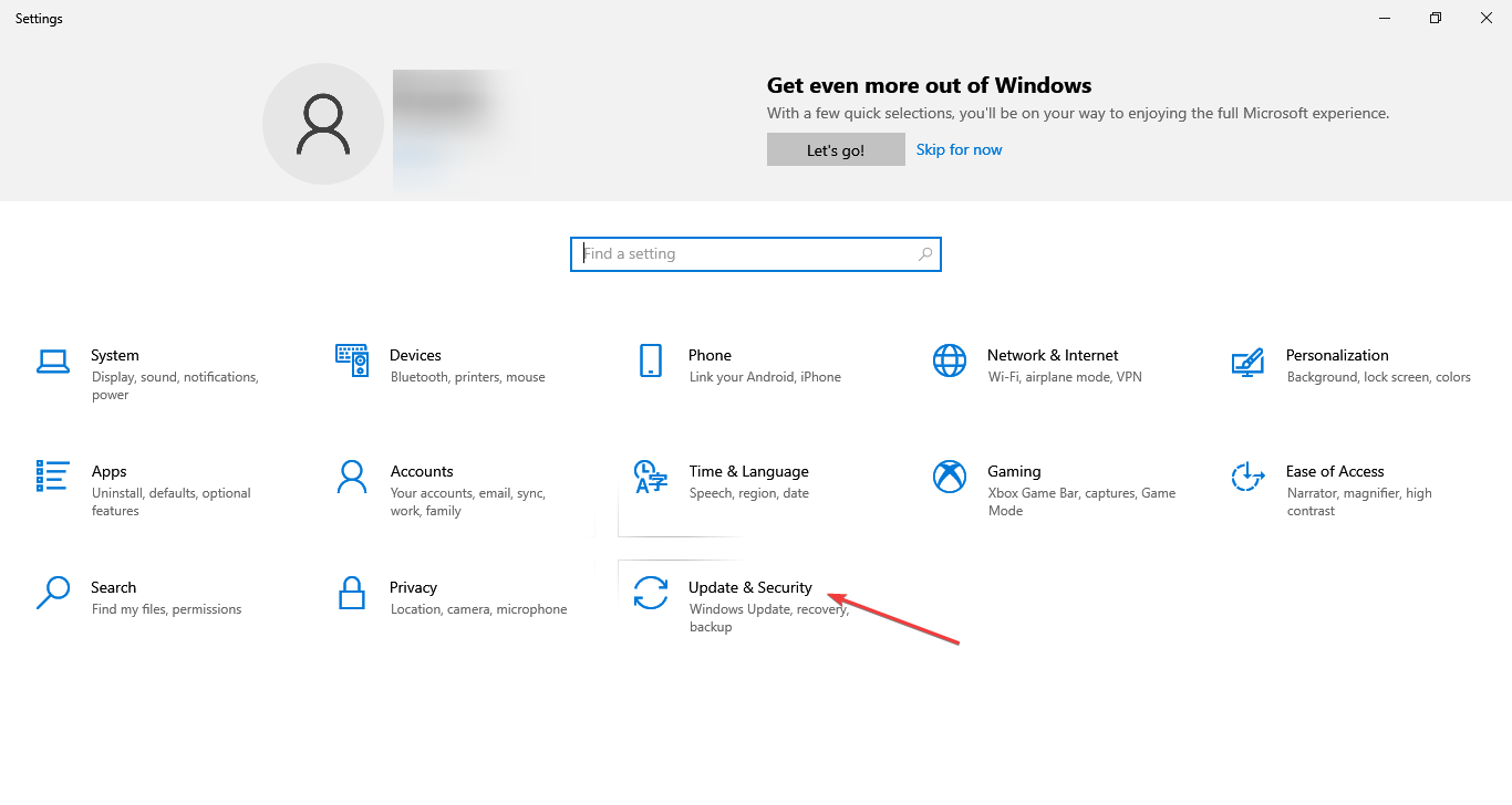 Раздел Обновление и безопасность в Параметрах