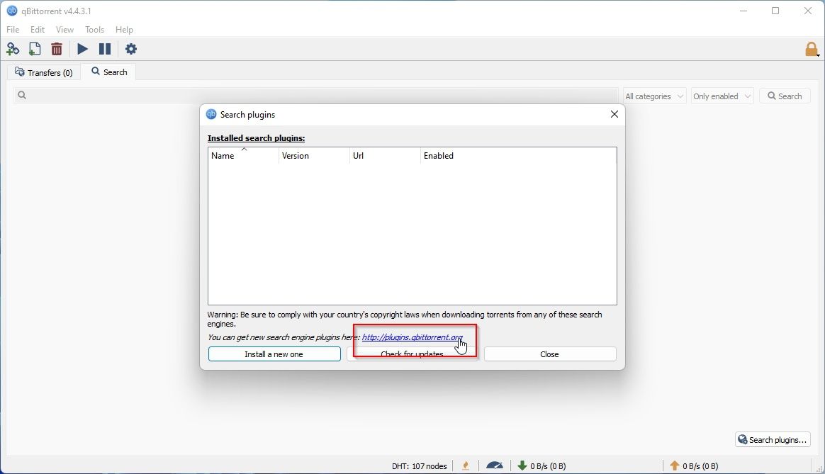 Кнопка Плагины поиска и ссылка на страницу с плагинами