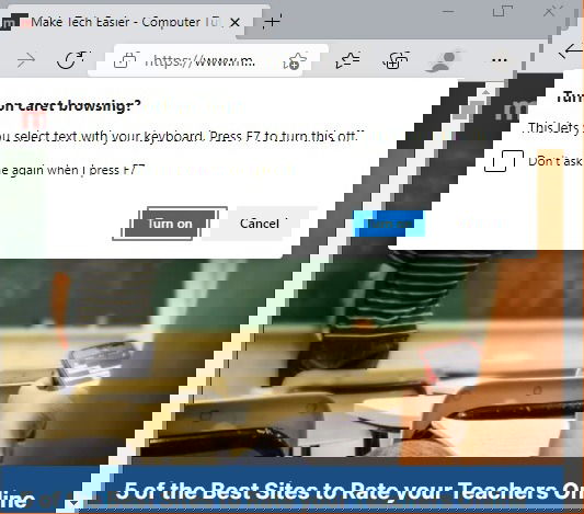 Изображение: включение курсорного режима в настройках браузера