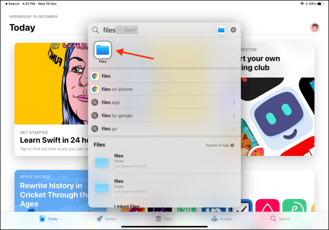 Перетащите иконку приложения из поиска