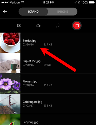 Просмотр фото в приложении iXpand