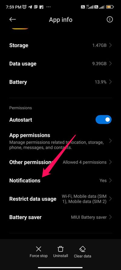Controllo notifiche di sistema
