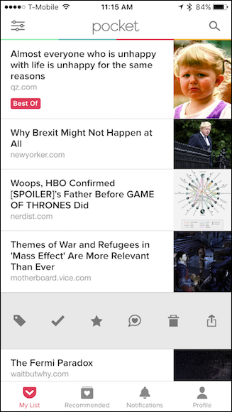Массив опций статьи: теги, архив, избранное, рекомендовать, удалить, поделиться