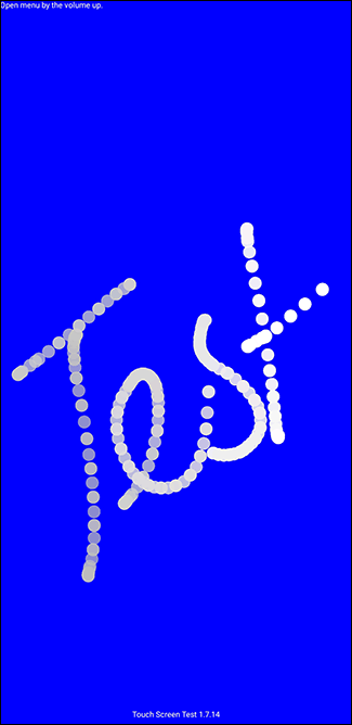 Экран приложения Touch Screen Test: запись касаний в виде белых точек