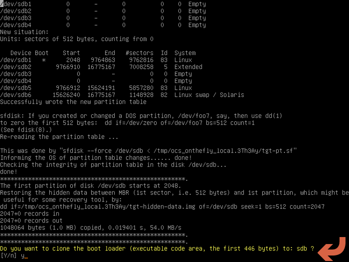 клонирование загрузчика на целевой диск