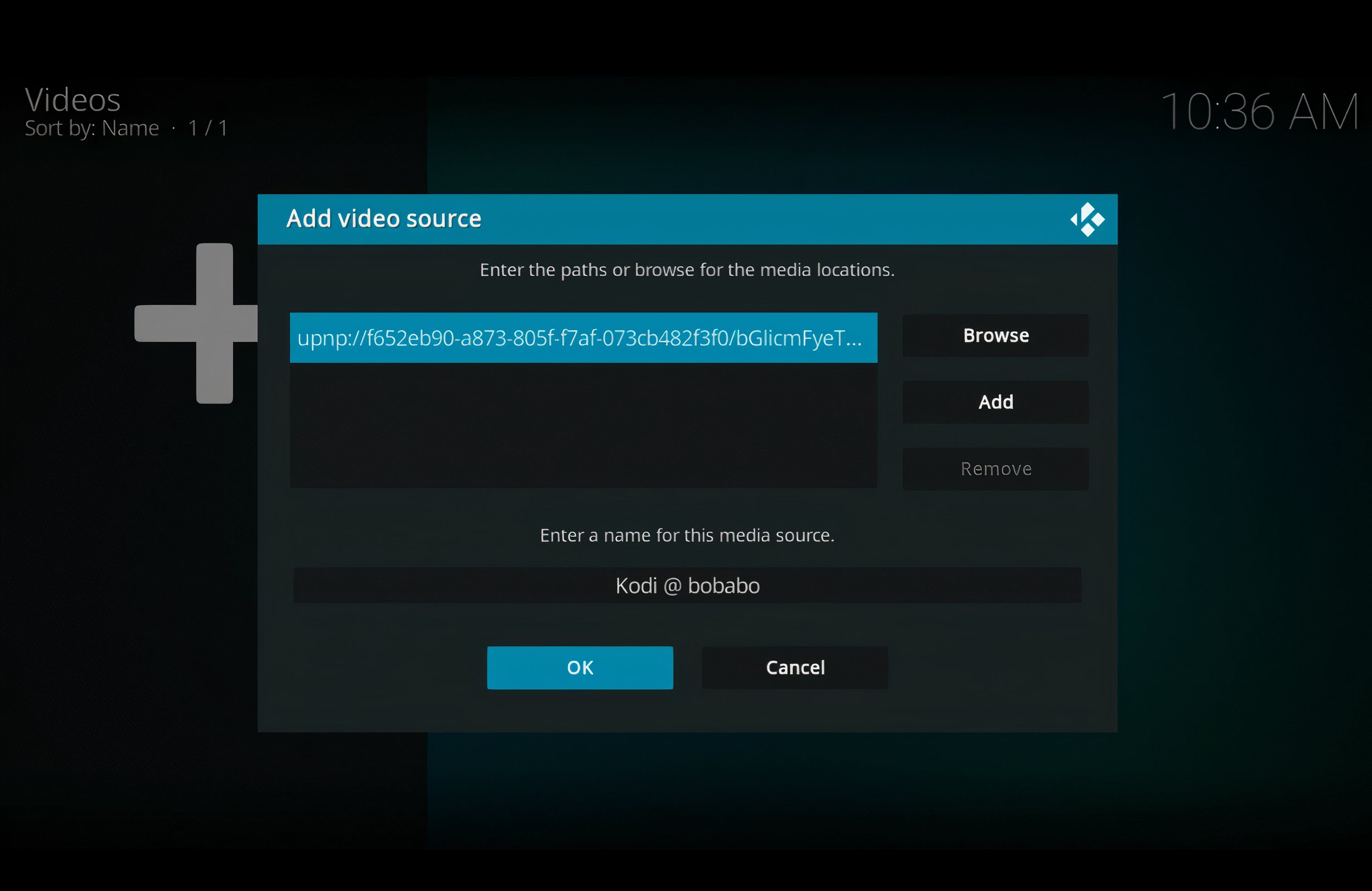 Добавление UPnP источника на устройстве воспроизведения.