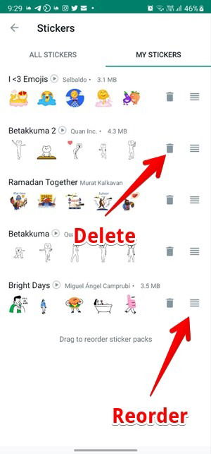 Управление наборами стикеров на Android
