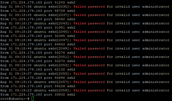 Вывод grep с неудачными попытками SSH