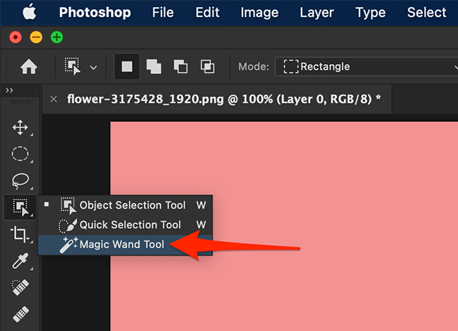 Выберите Magic Wand Tool в Photoshop