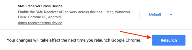 Кнопка 'Перезапустить' в настройках флагов Chrome