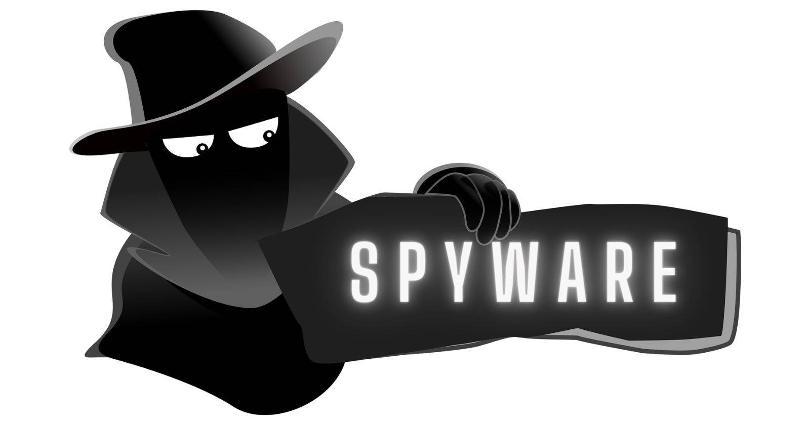 Графическая иллюстрация фигуры шпиона с надписью spyware