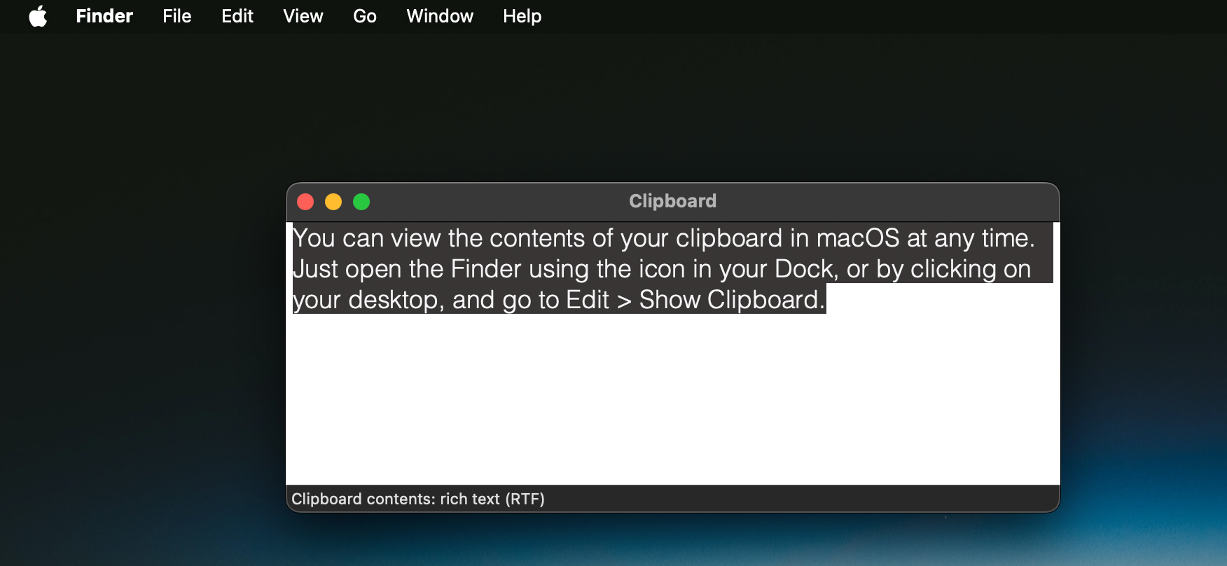 Просмотр буфера обмена в Finder на macOS