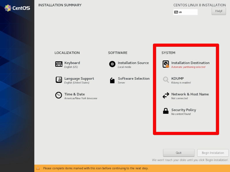Раздел 'System' в Anaconda