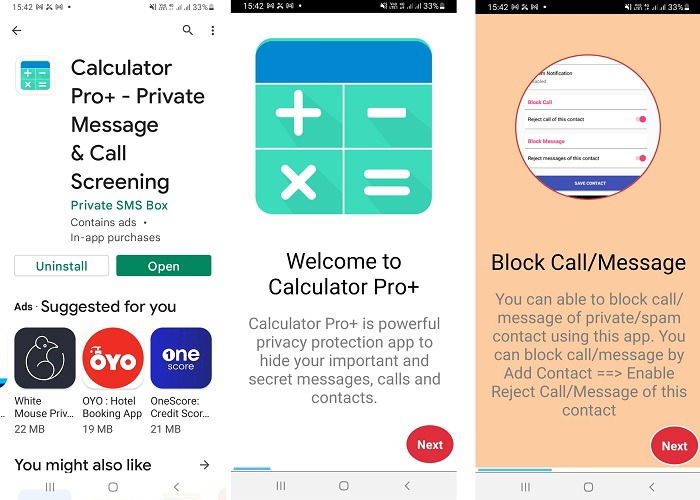 Окно с подсказками приложению Calculator Pro+