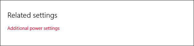 Ссылка Дополнительные параметры питания